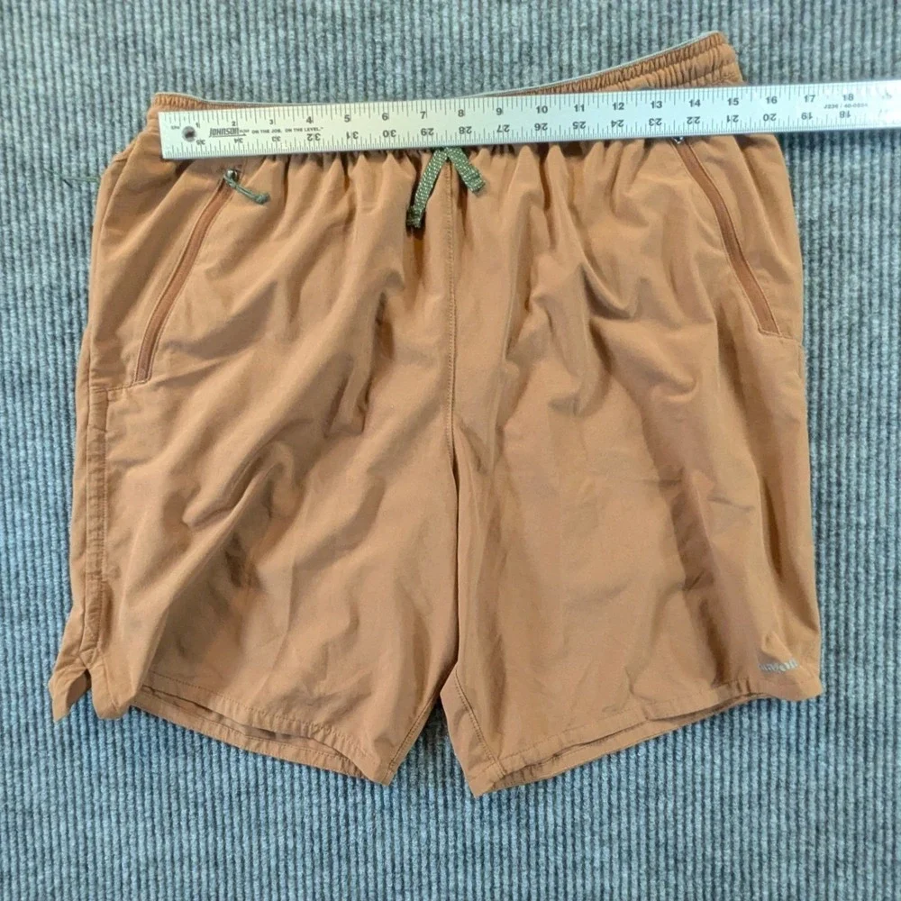 Patagonia Nine Trails Shorts Mens Tan Brown Zipper Pockets Gorpcore Hiking L